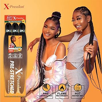 Sensationnel X-pression cabello trenzado preestirado - 3x trenza de 58 pulgadas toda la trenza sintética ignífuga kanekalon para trenzas de caja y giros (1 paquete, 2 DARKBROWN)