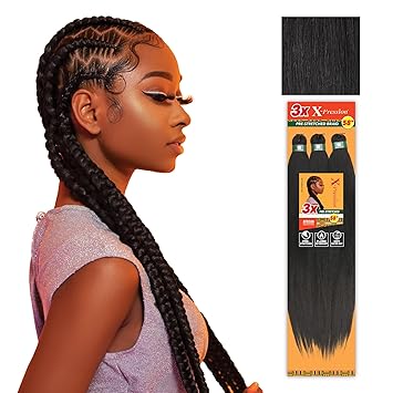 Sensationnel X-pression cabello trenzado preestirado - 3x trenza de 58 pulgadas toda la trenza sintética ignífuga kanekalon para trenzas de caja y giros (1 paquete, 2 DARKBROWN)