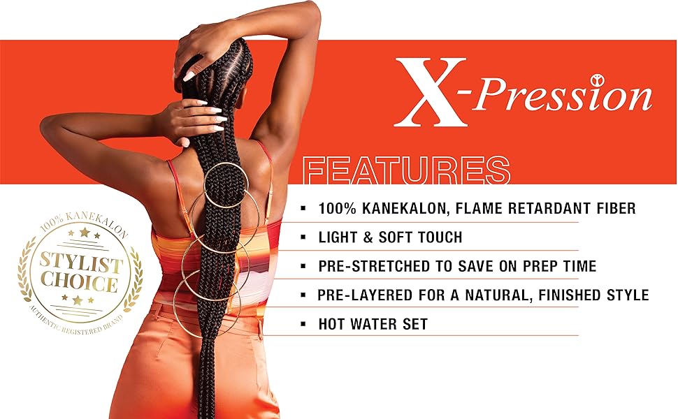 Sensationnel X-pression cabello trenzado preestirado - 3x trenza de 58 pulgadas toda la trenza sintética ignífuga kanekalon para trenzas de caja y giros (1 paquete, 2 DARKBROWN)