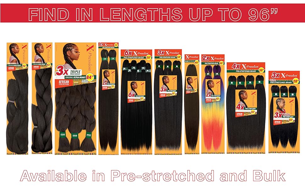 Sensationnel X-pression cabello trenzado preestirado - 3x trenza de 58 pulgadas toda la trenza sintética ignífuga kanekalon para trenzas de caja y giros (1 paquete, 2 DARKBROWN)